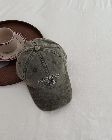 Vintage Distressed Baseball Cap With Embroidered Letters For Kids
