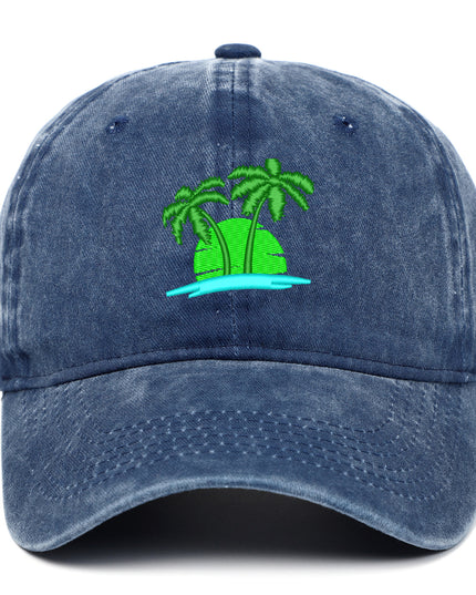 Coconut Embroidery Pattern Washed Old Soft Top Baseball Cap