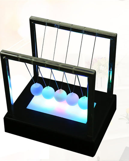 Newtons Cradle LED Light Up Kinetic Energy Home Office Science Toys Home Decor