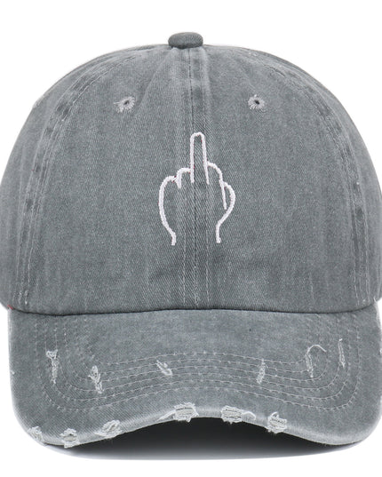 Retro Gesture Embroidered Peaked Cap Women's Make Old Ripped Baseball