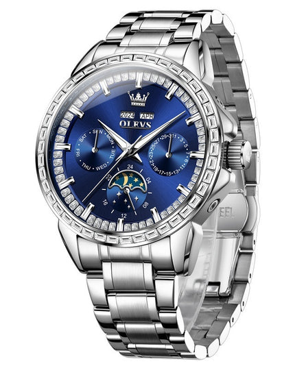 Multi-functional Men's Diamond-embedded Automatic Mechanical Watch