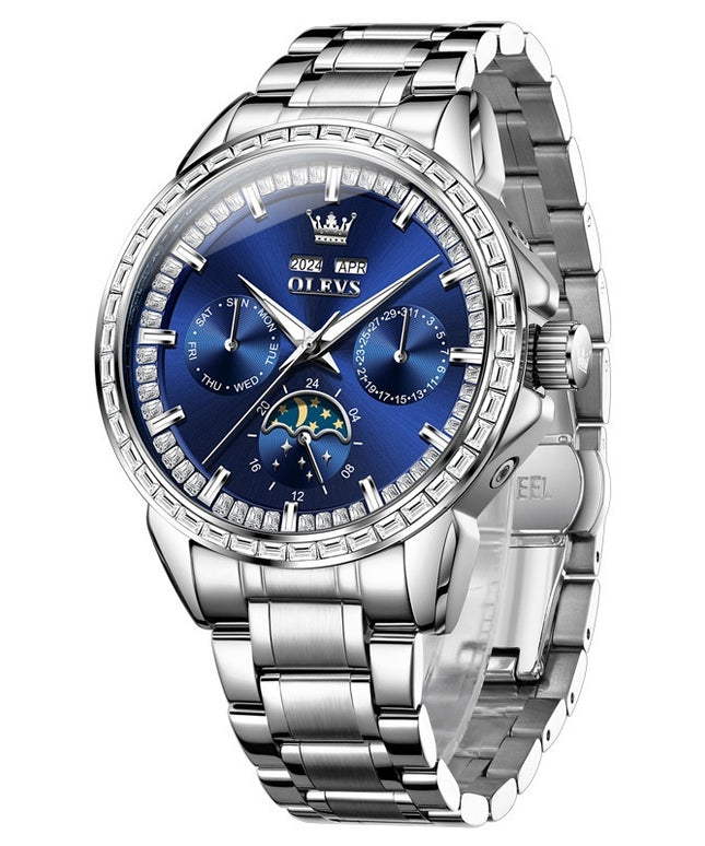 Multi-functional Men's Diamond-embedded Automatic Mechanical Watch