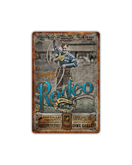 Western cowboy vintage tin painting