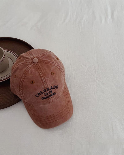 Vintage Distressed Baseball Cap With Embroidered Letters For Kids