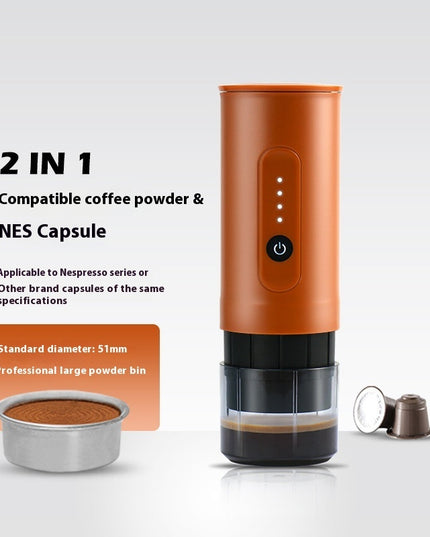 Portable Outdoor Coffee Machine Handheld Electric Ground Coffee Capsule Travel Car Charger