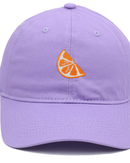 Orange Embroidered Baseball Cap Women's Cotton Soft Top