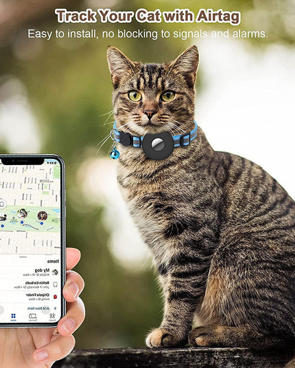 Airtag Pet Collar With Bell Reflective Adjustable Anti-lost Cat Dog Collar