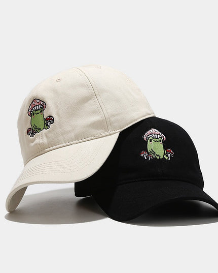 Cute Cartoon Frog Mushroom Embroidered Baseball Cap