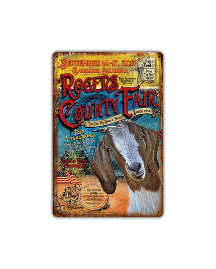 Western cowboy vintage tin painting