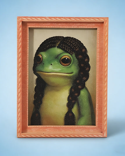 Fun And Quirky Frog-print Wooden Photo Frame Fridge Magnet