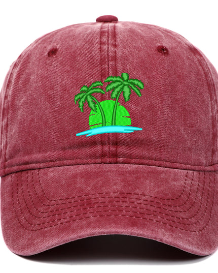 Coconut Embroidery Pattern Washed Old Soft Top Baseball Cap