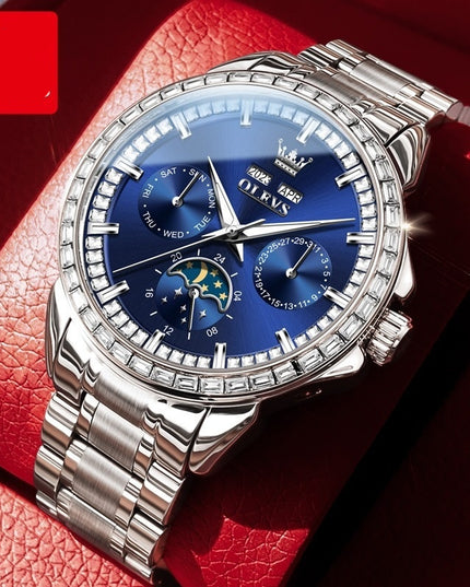 Multi-functional Men's Diamond-embedded Automatic Mechanical Watch