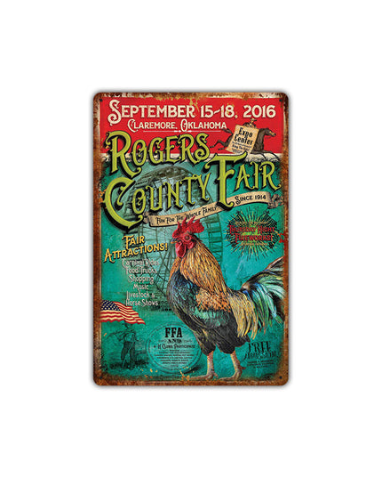 Western cowboy vintage tin painting