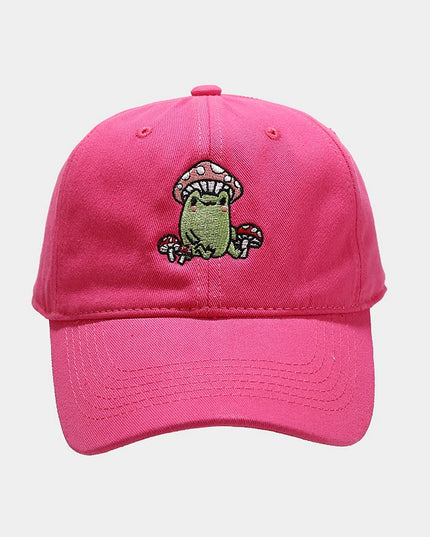 Cute Cartoon Frog Mushroom Embroidered Baseball Cap