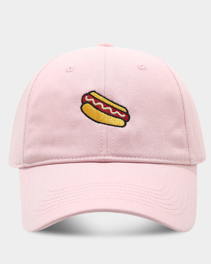 Hot Dog Embroidery Pattern Soft Top Peak Cap