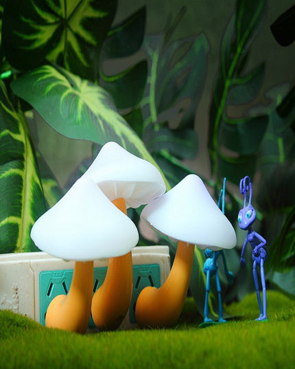 LED Night Light Mushroom Wall Socket Lamp EU US Plug Warm White Light-control Sensor Bedroom Light Home Decoration