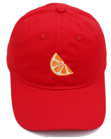 Orange Embroidered Baseball Cap Women's Cotton Soft Top