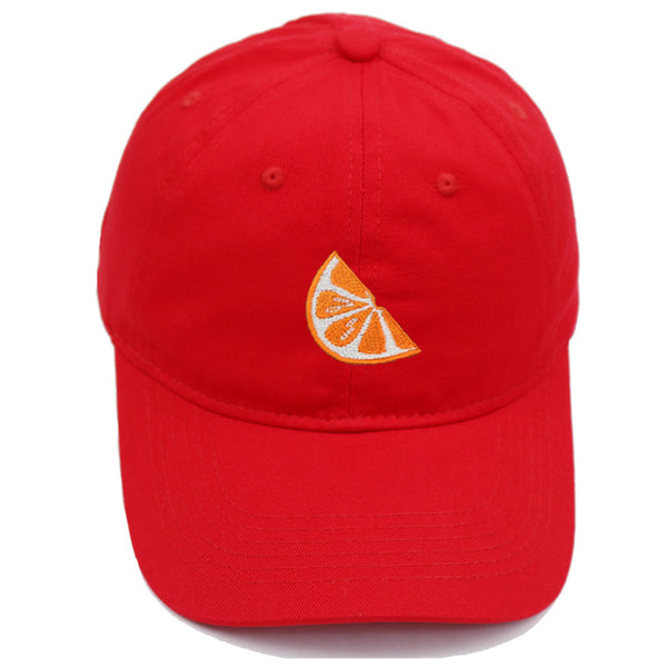Orange Embroidered Baseball Cap Women's Cotton Soft Top