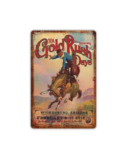Western cowboy vintage tin painting