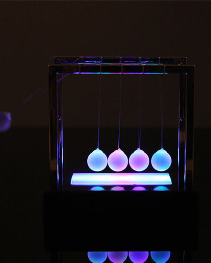 Newtons Cradle LED Light Up Kinetic Energy Home Office Science Toys Home Decor