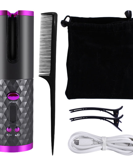 Rechargeable Automatic Hair Curler Women Portable Hair Curling Iron LCD Display Ceramic Curly Rotating Curling Wave Styer