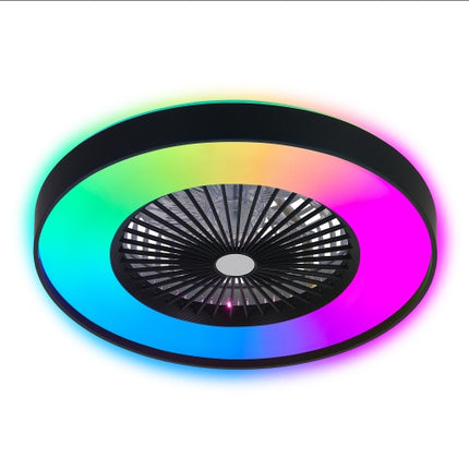 23 Inch Black Ceiling Fan Light With LED RGB  Dimmable & Color-Changing, APP & Remote Control, Modern Smart Ceiling Fan For Living Room, Bedroom, And Dining Room Silent-6Speed-Reversible-DC Motor