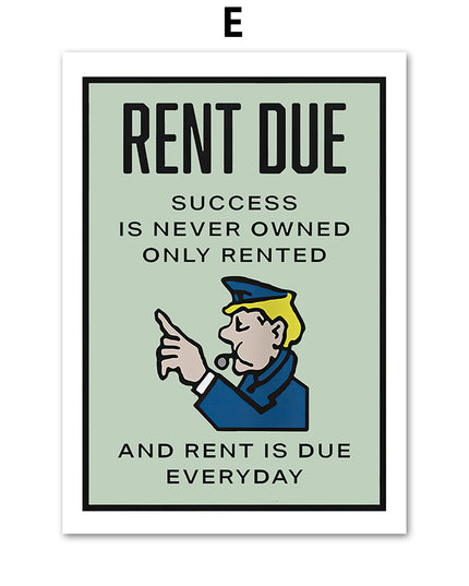 Stock Market Money Monopoly Inspirational Wall Art Canvas Painting Living Room Decor Wall Painting