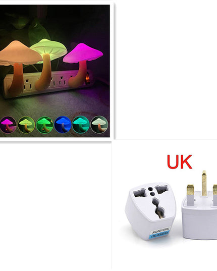 LED Night Light Mushroom Wall Socket Lamp EU US Plug Warm White Light-control Sensor Bedroom Light Home Decoration