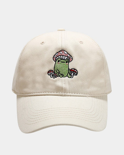 Cute Cartoon Frog Mushroom Embroidered Baseball Cap