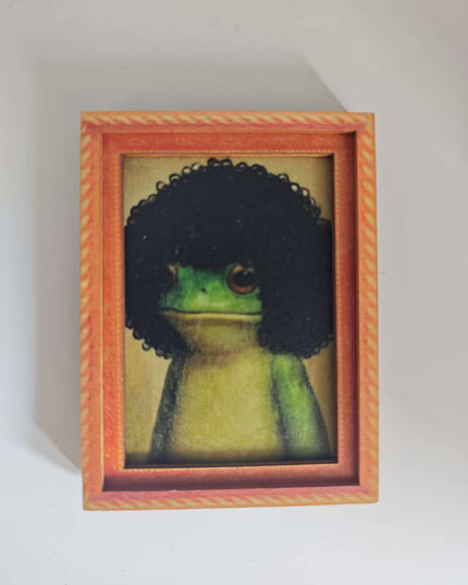 Fun And Quirky Frog-print Wooden Photo Frame Fridge Magnet