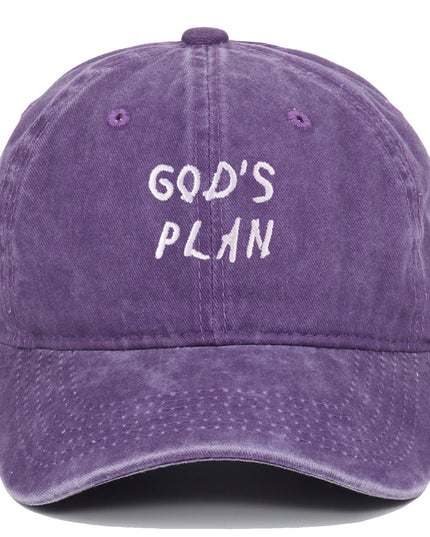 GODS PLAN Embroidered Baseball Cap Pure Cotton Washed