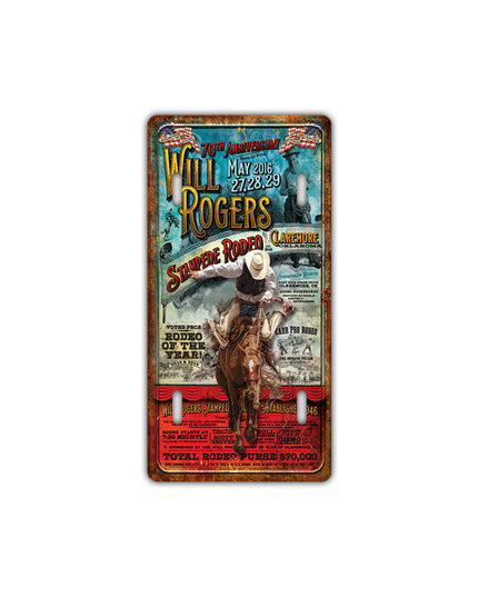 Western cowboy vintage tin painting