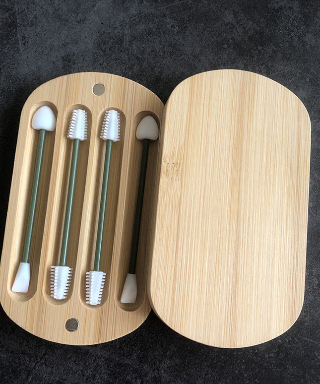 4-pack Biodegradab Bamboo Cotton Buds Reusable Ear Swab