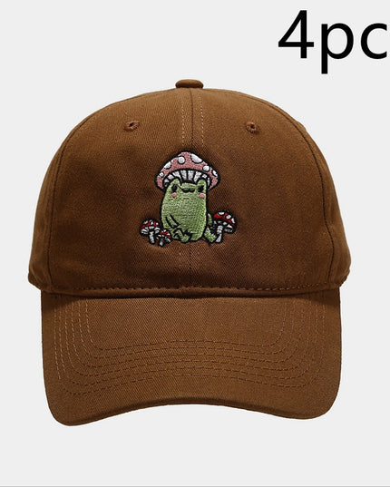 Cute Cartoon Frog Mushroom Embroidered Baseball Cap