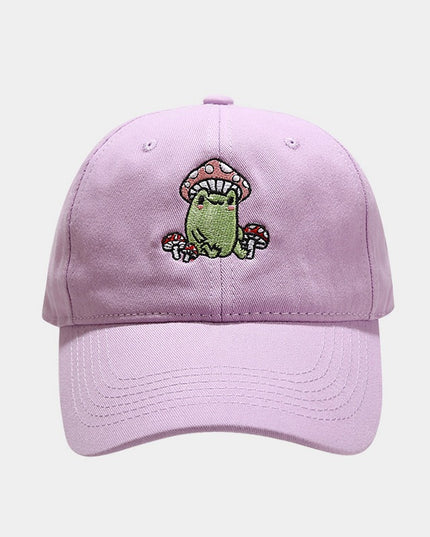 Cute Cartoon Frog Mushroom Embroidered Baseball Cap