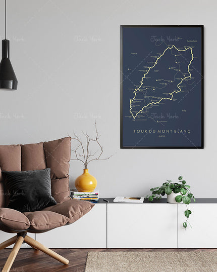 Hiking Route Map Poster Canvas Painting
