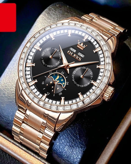 Multi-functional Men's Diamond-embedded Automatic Mechanical Watch