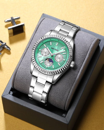 Lunar Phase Business Steel-Strap Waterproof Quartz Men's Watch