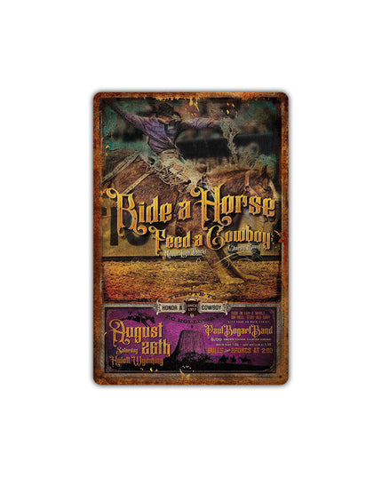 Western cowboy vintage tin painting