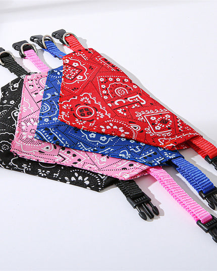 Adjustable Collar For Pet Triangle Print Saliva Towel