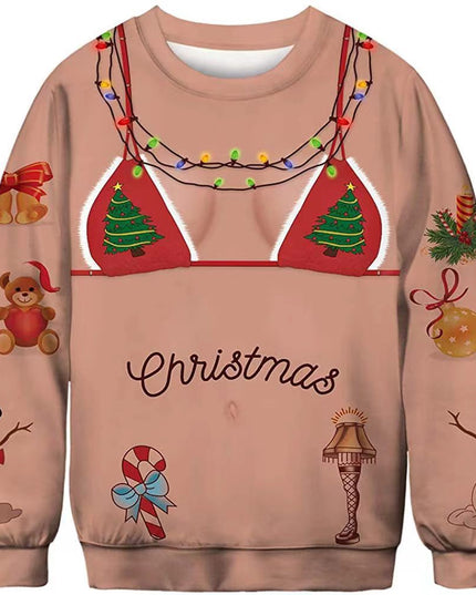 Men's Fashion Christmas 3D Digital Printed Round Neck Sweater
