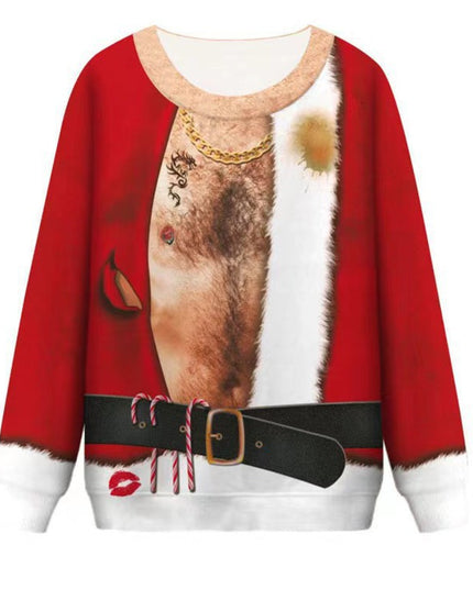 Men's Fashion Christmas 3D Digital Printed Round Neck Sweater