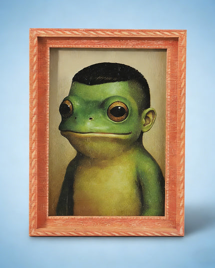 Fun And Quirky Frog-print Wooden Photo Frame Fridge Magnet