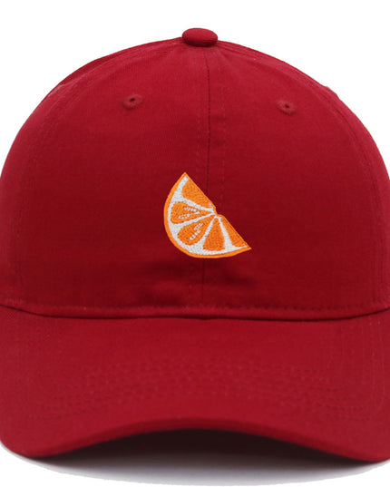 Orange Embroidered Baseball Cap Women's Cotton Soft Top