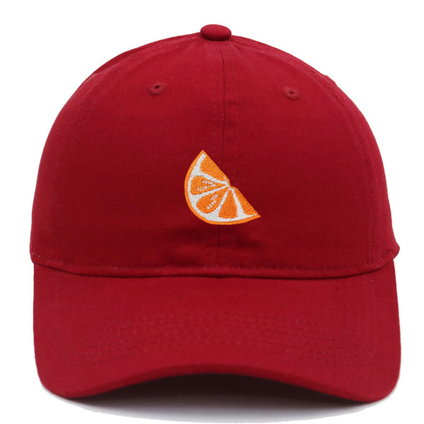 Orange Embroidered Baseball Cap Women's Cotton Soft Top