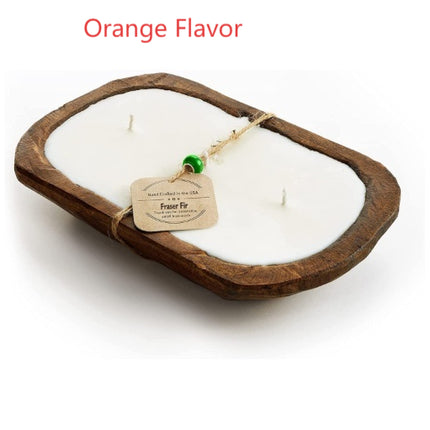 Retro Lavender Wooden Basin Candles Three Lamp Wick Aromatherapy Candles