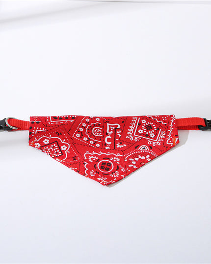 Adjustable Collar For Pet Triangle Print Saliva Towel