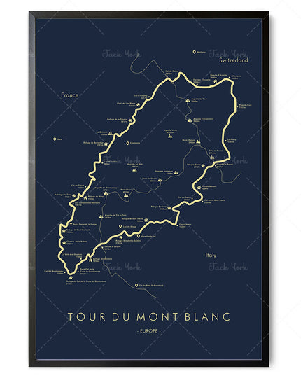 Hiking Route Map Poster Canvas Painting