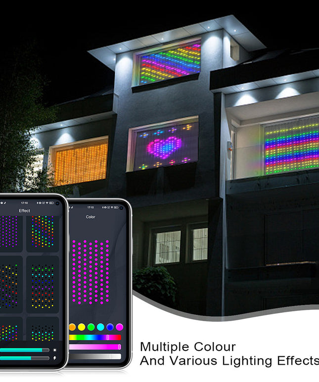Smart LED RGB Curtain String Lights Bluetooth APP Control Christmas Fairy Light Garland DIY Picture Display Party Wedding Decor