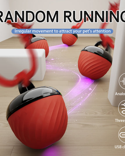 Smart Dog Cat Toy Ball Electronic Interactive Pet Toy Moving Ball Rope USB 3 Modes Automatic Moving Bouncing For Puppy Chew Products Pets Products